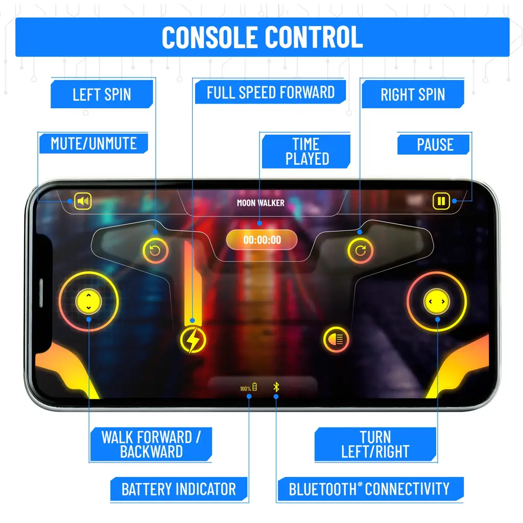 MOONWALKER WALKING AND TALKING ROBOT - IN-BUILT BLUETOOTH SPEAKER, CLAP DETECTION, RECHARGEABLE BATTERY, C TYPE USB CHARGING, VOICE COMMANDS, REMOTE AND APP CONTROL ( BLUE )