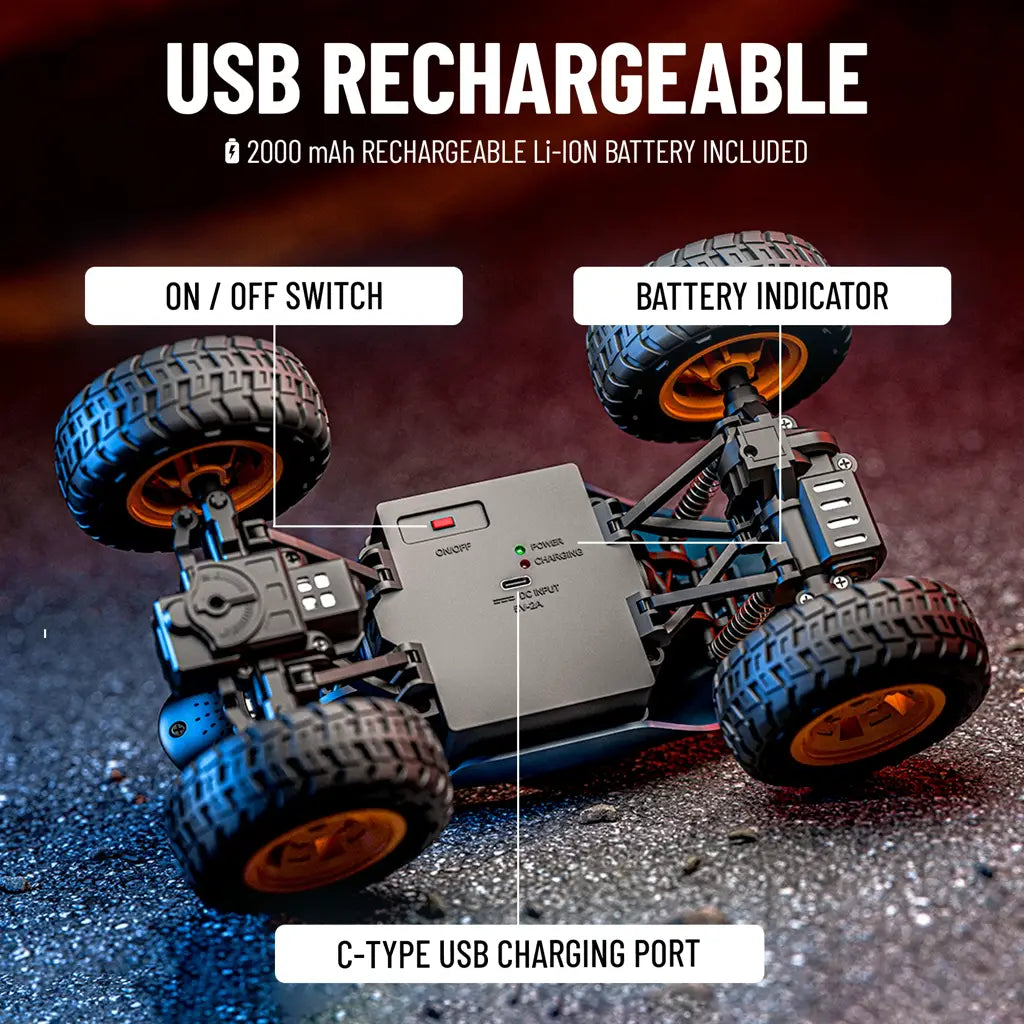 MIRANA SPIKER APP AND REMOTE CONTROL CAR- IN-BUILT BLUETOOTH SPEAKER, SCALE 1:20, 2000 MAH C-TYPE USB  RECHARGEABLE BATTERY, RGB HEADLIGHTS, SPRING SUSPENSION (RED)