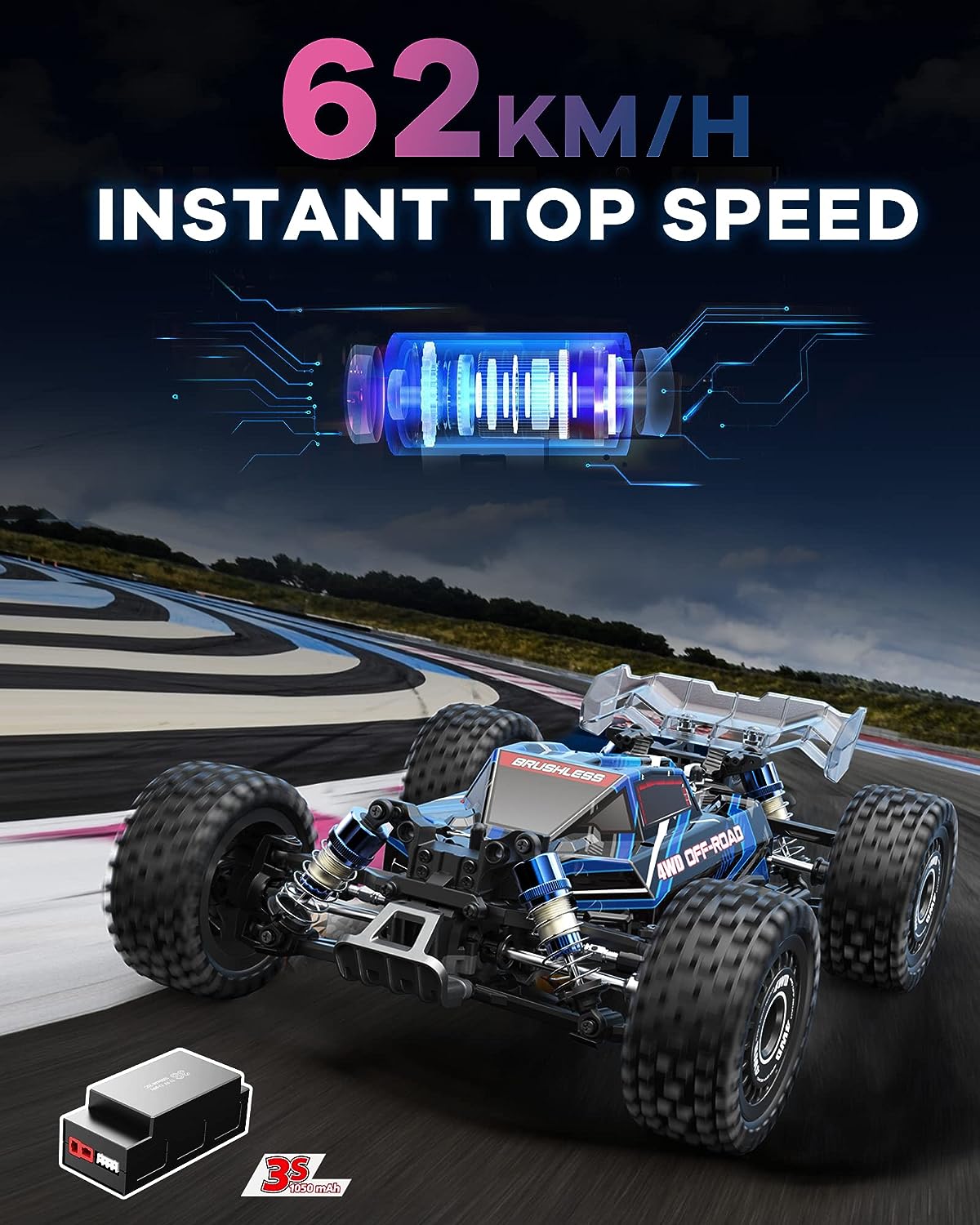 RC CAR MJX 4WD 1/16SCALE OFF ROAD RTR #16207 HIGH SPEED BUGGY