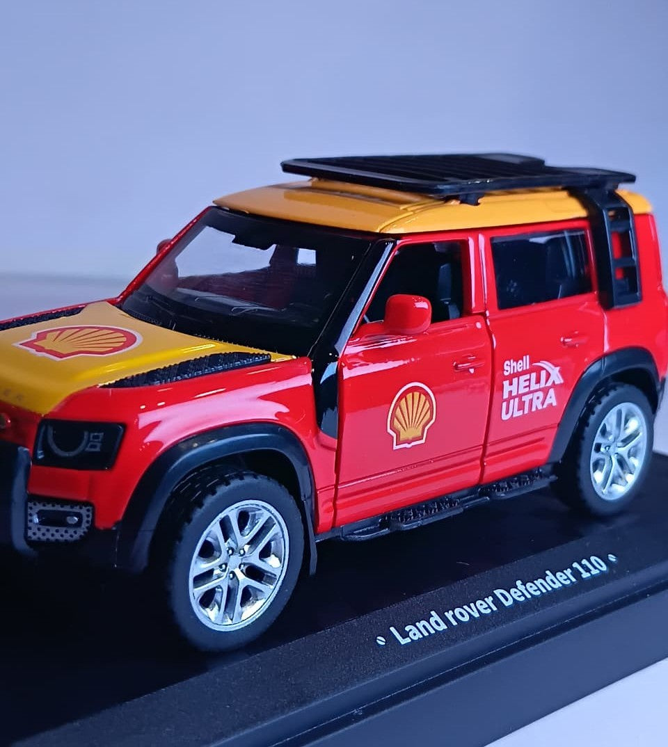 CCA 1:43 LAND ROVER DEFENDER 110 DIECAST MODEL 67102E CAR RED/YELLOW