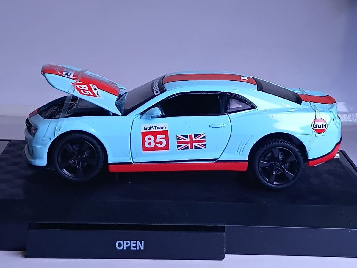 CCA GULF 1:32 2013 CHEVROLET CAMARO SS DIECAST MODEL  88335F CAR SKY BLUE/ORANGE