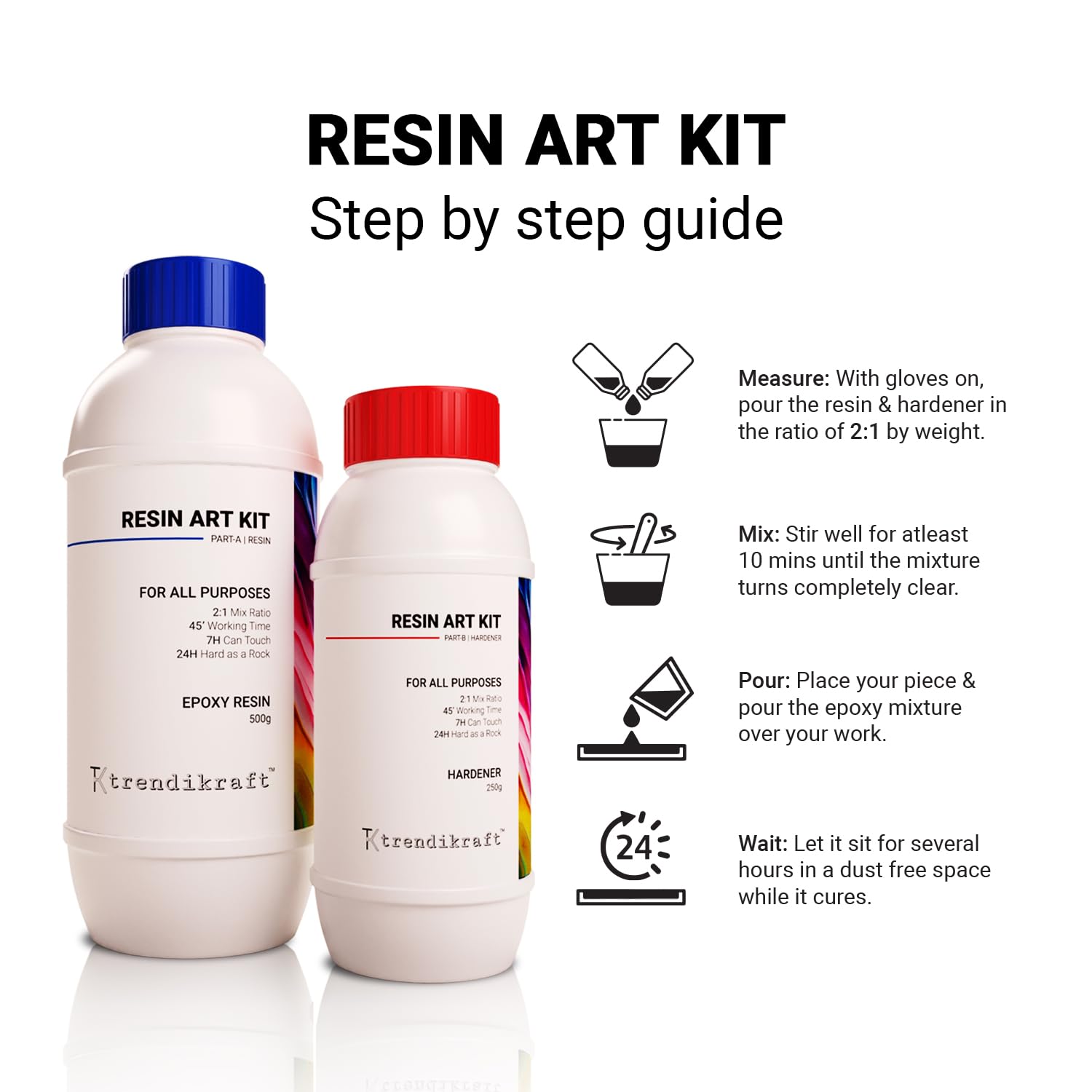 TRENDIKRAFT 2:1 CRYSTAL CLEAR EPOXY RESIN ART KIT WITH LIQUID HARDENER RAISINS ART & CRAFT