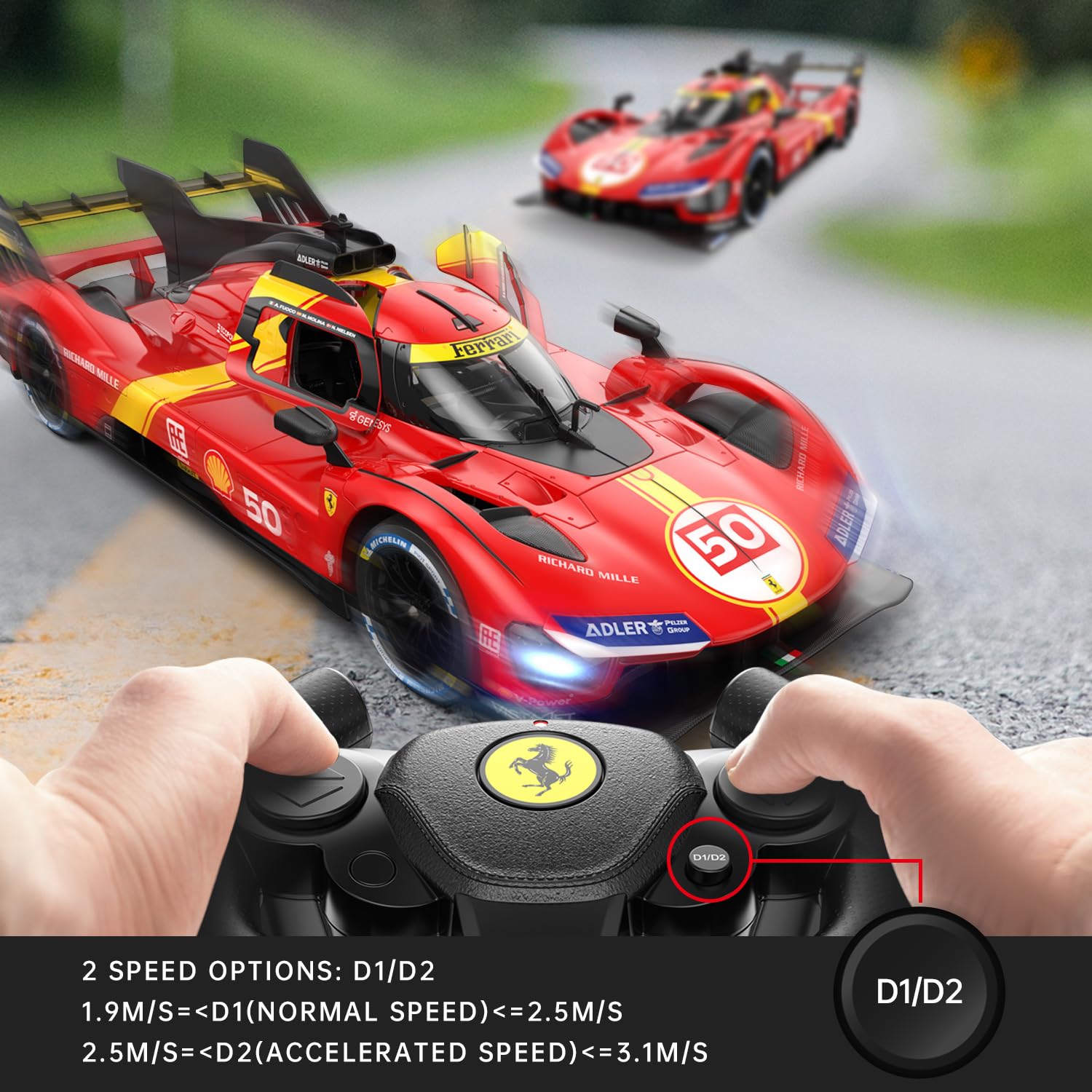 RASTAR 10116 FORMULA FERRERI 499P 1/14SCALE NO:50 LE MANS RED & YELLOW