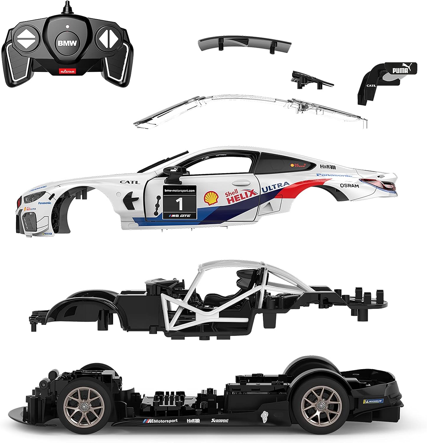 RASTAR 97200 1/18 BMW M8 GTE RC CAR BUILDING KITS (66 PCS & 8 PTS)