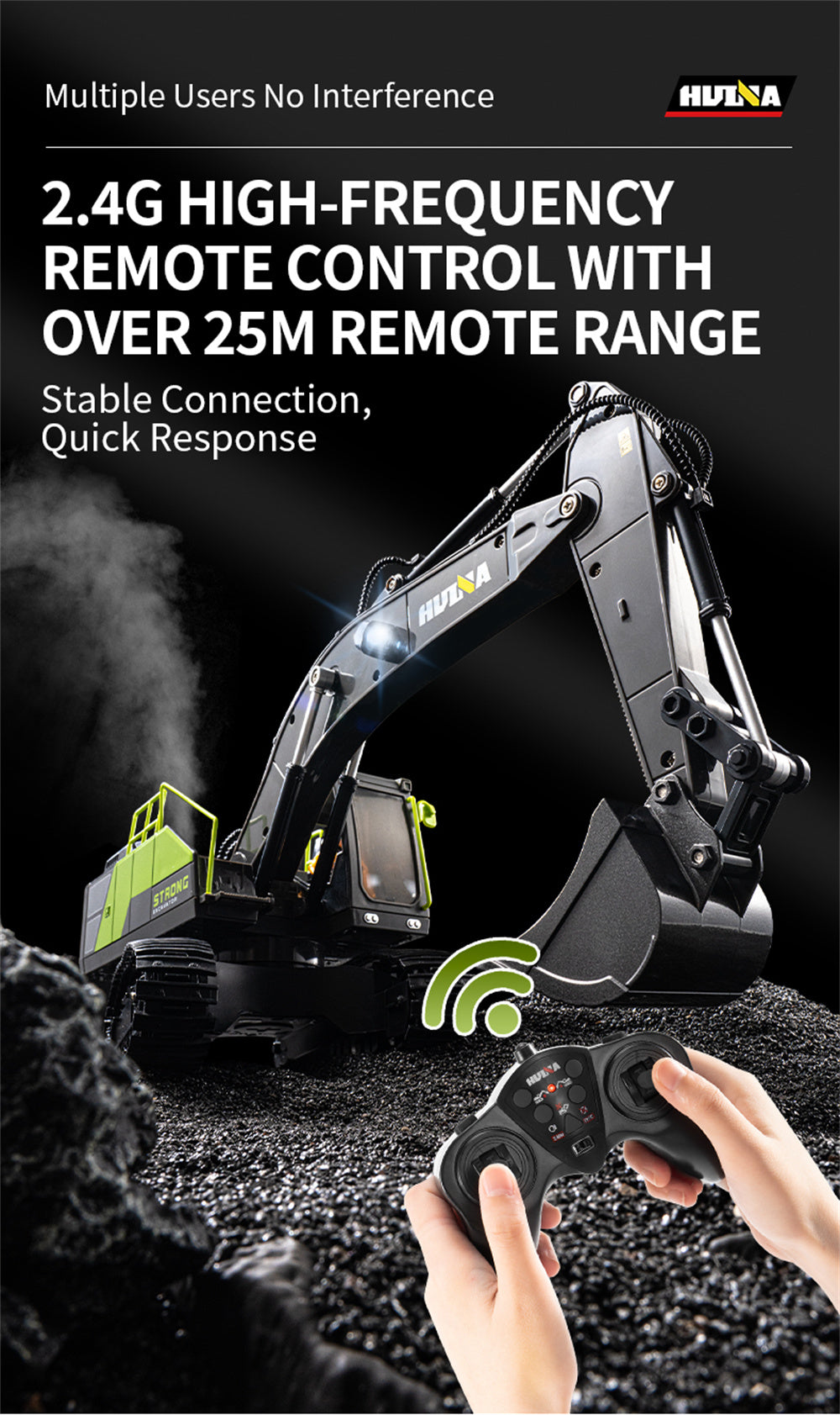 HUINA 1661 1:18 13CH 2.4G PROFESSIONAL RC UPGRADED ALLOY EXCAVATOR ENGINEERING VEHICLE