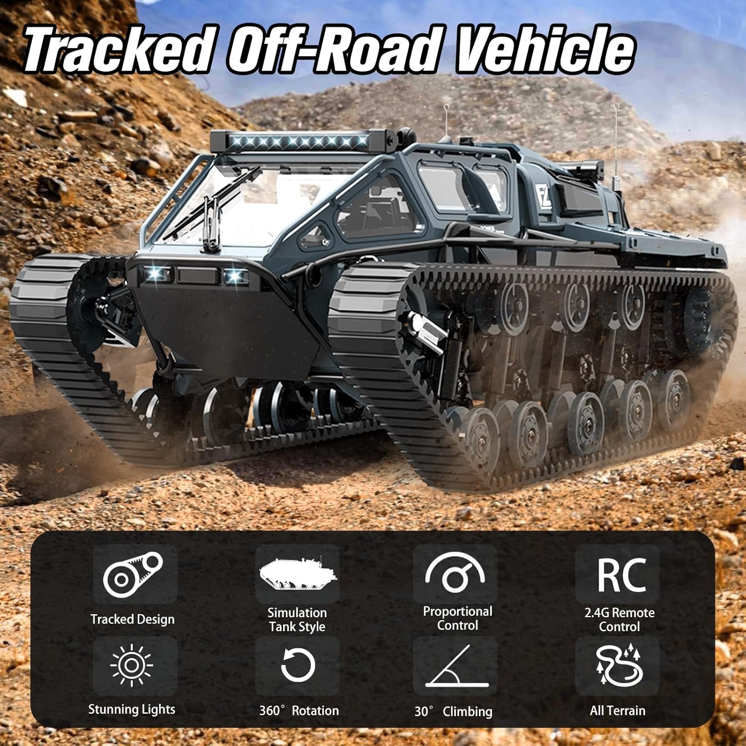 JJRC RIPSAW EV3-F4 C8812 1/16 RC HIGH-SPEED TANK (DESERT)