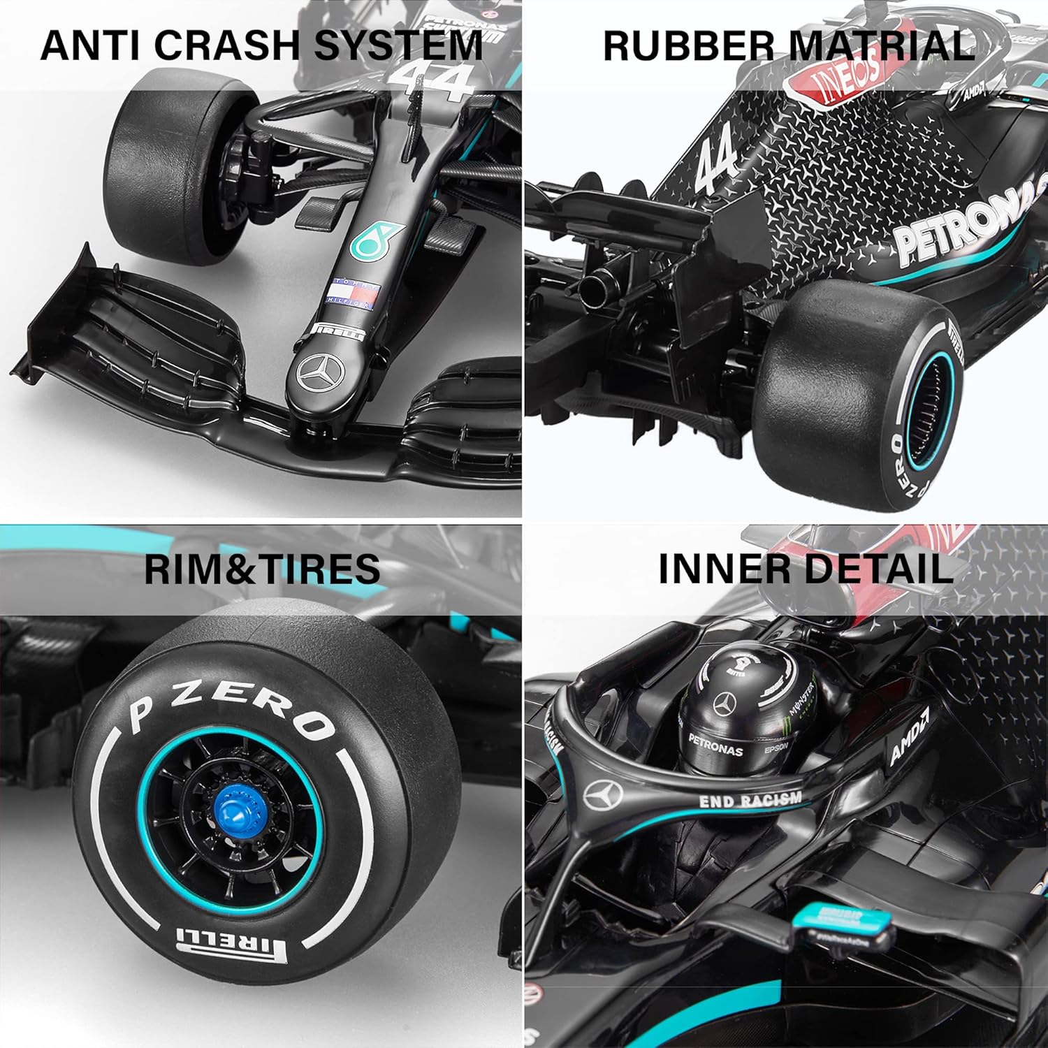 RASTAR PETRONAS RC CAR 1/12 SCALE 2.4GHZ MERCEDES-AMG F1 W11 EQ PERFORMANCE OFFICIALLY LICENSED RC SERIES RADIO REMOTE CONTROL CAR, (BLACK)