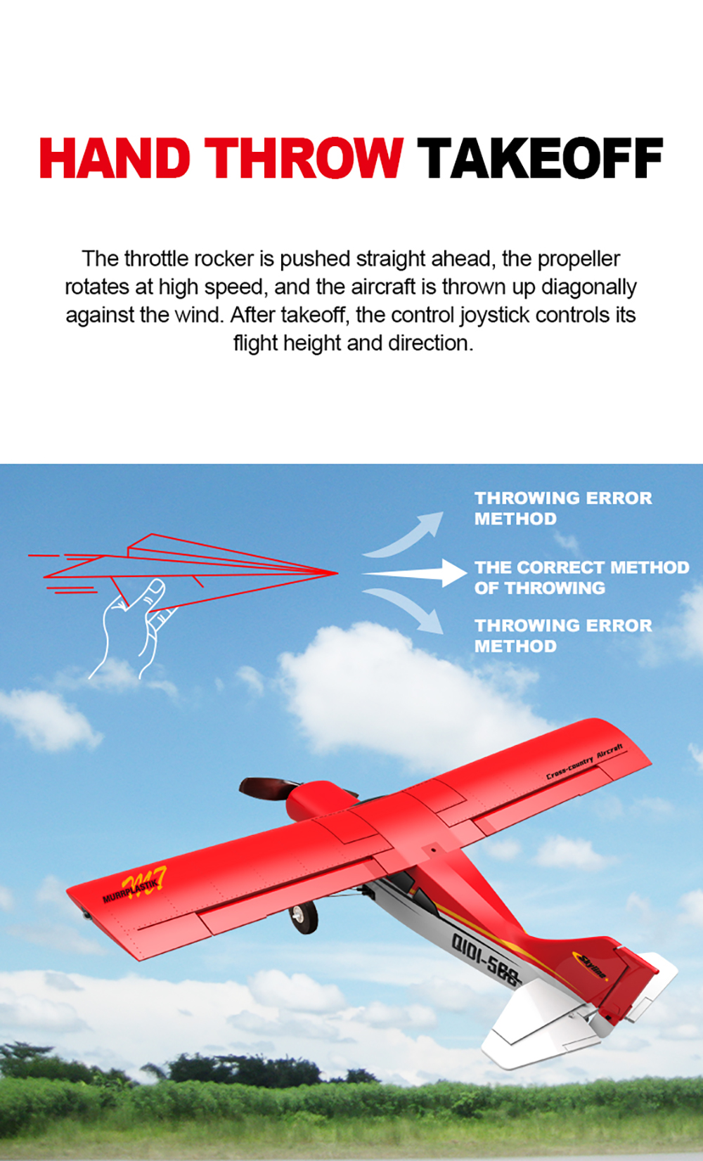 CROSS-COUNTRY AIRCRAFT QIDI-560 M7 51.2CM WING SPAN 37CM FUSELAGE (RED)