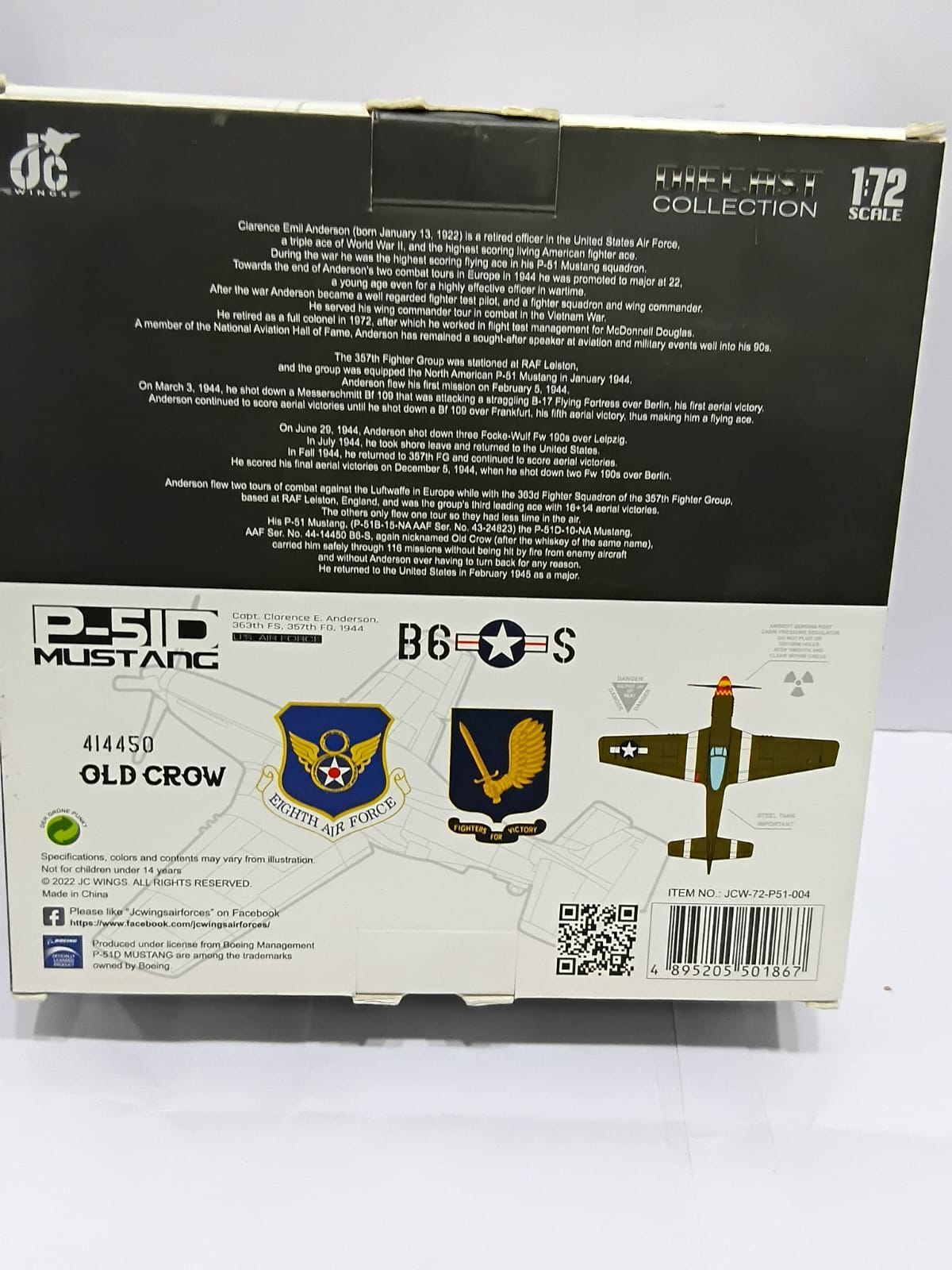 JC Wings P-51D Mustang 1:72 Scale Diecast Airplane – US Air Force 357th FG 363rd FS (JCW-72-P51-004)