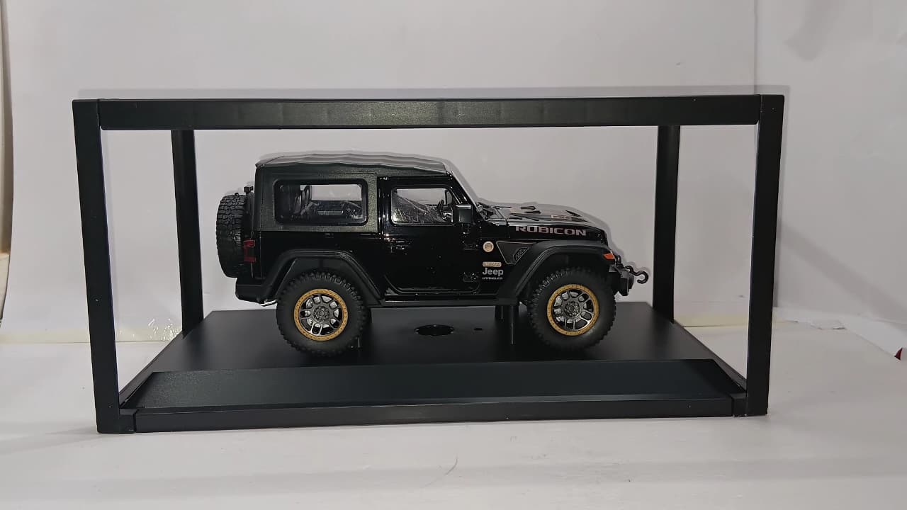 ALLOY CAR K1-13-A RECON JEEP RUBICON 1:18 OPENING DOORS AND LIGHT WITH SOUND FUNCTION DIE-CAST MODEL BLACK