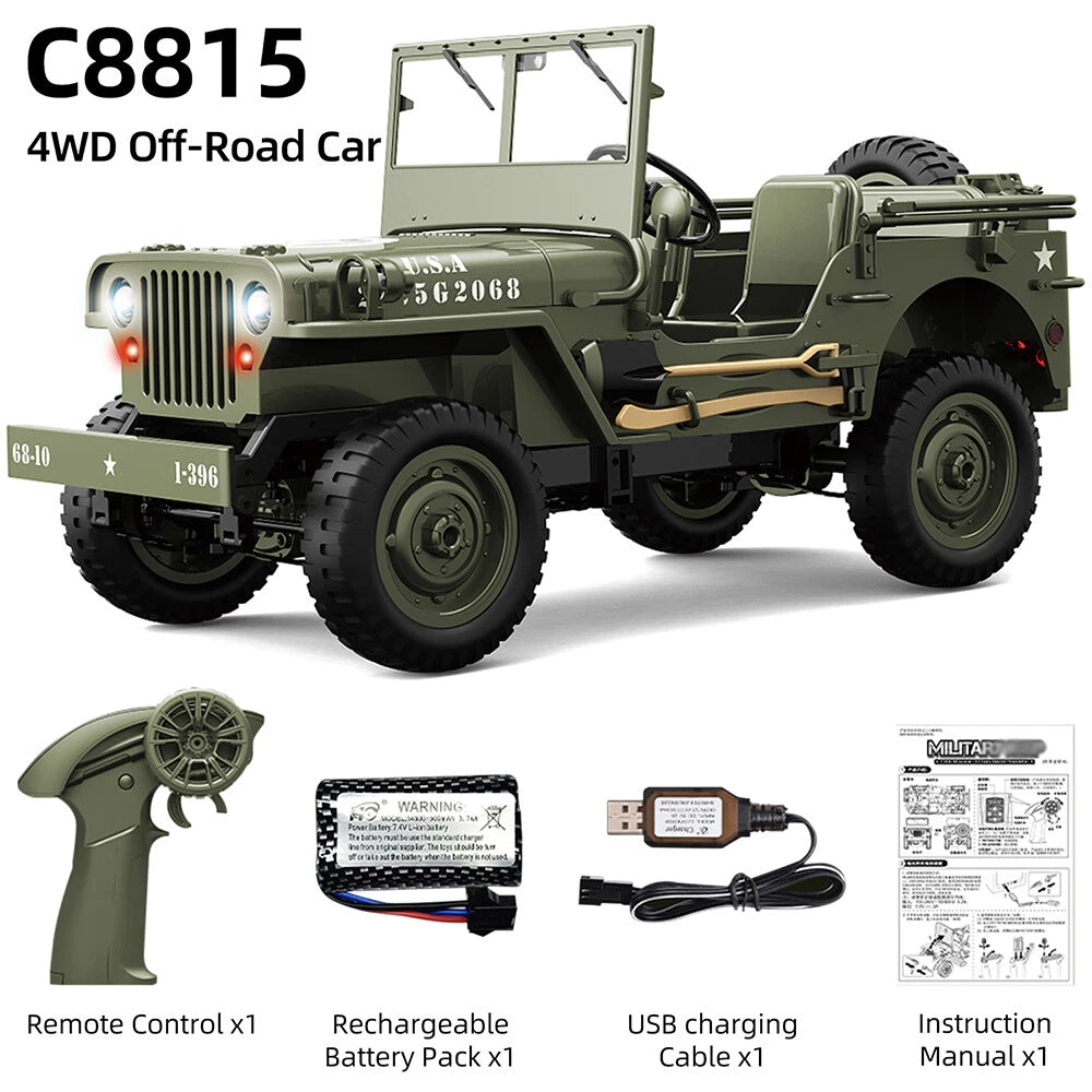 MILITARY JEEP C8815 RTR 1/10 WILLYS RC TRUCK 4WD OFF-ROAD CLIMBING GREY