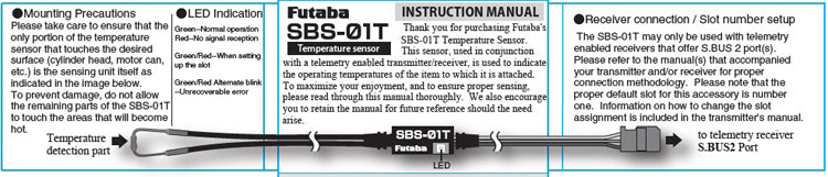 Futaba Telemetry System  Temperature Sensor  EBB 1107 SBS 01T E TOP